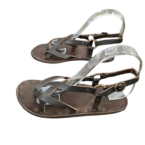 Beek By Two Birds Women's Brown Leather Sandals Size 6 - Picture 3 of 6